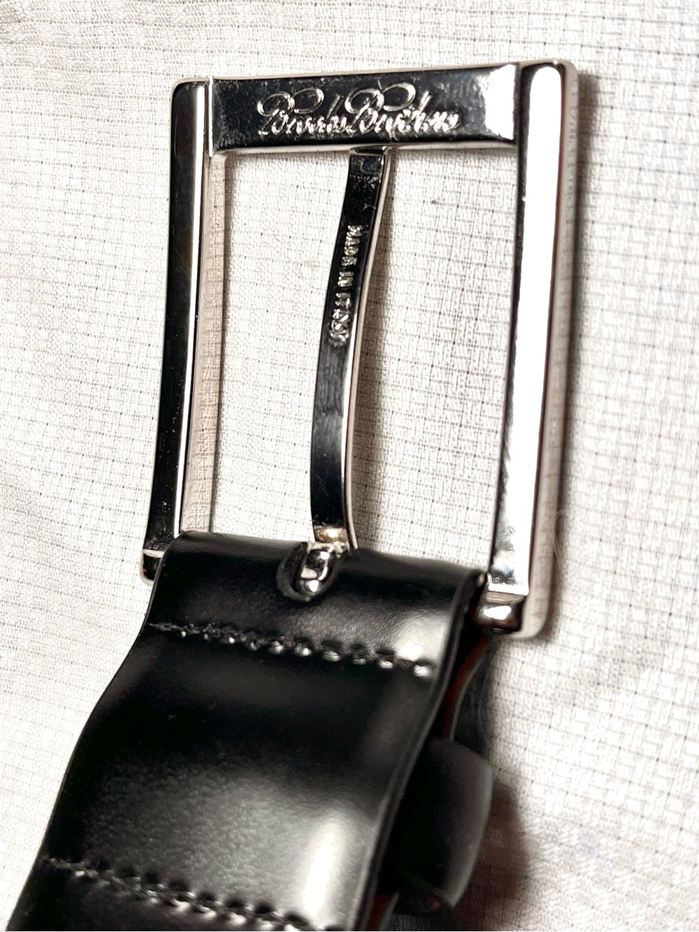 Men’s Brooks Brothers Silver Buckle Black Leather Suit Belt: sz 38